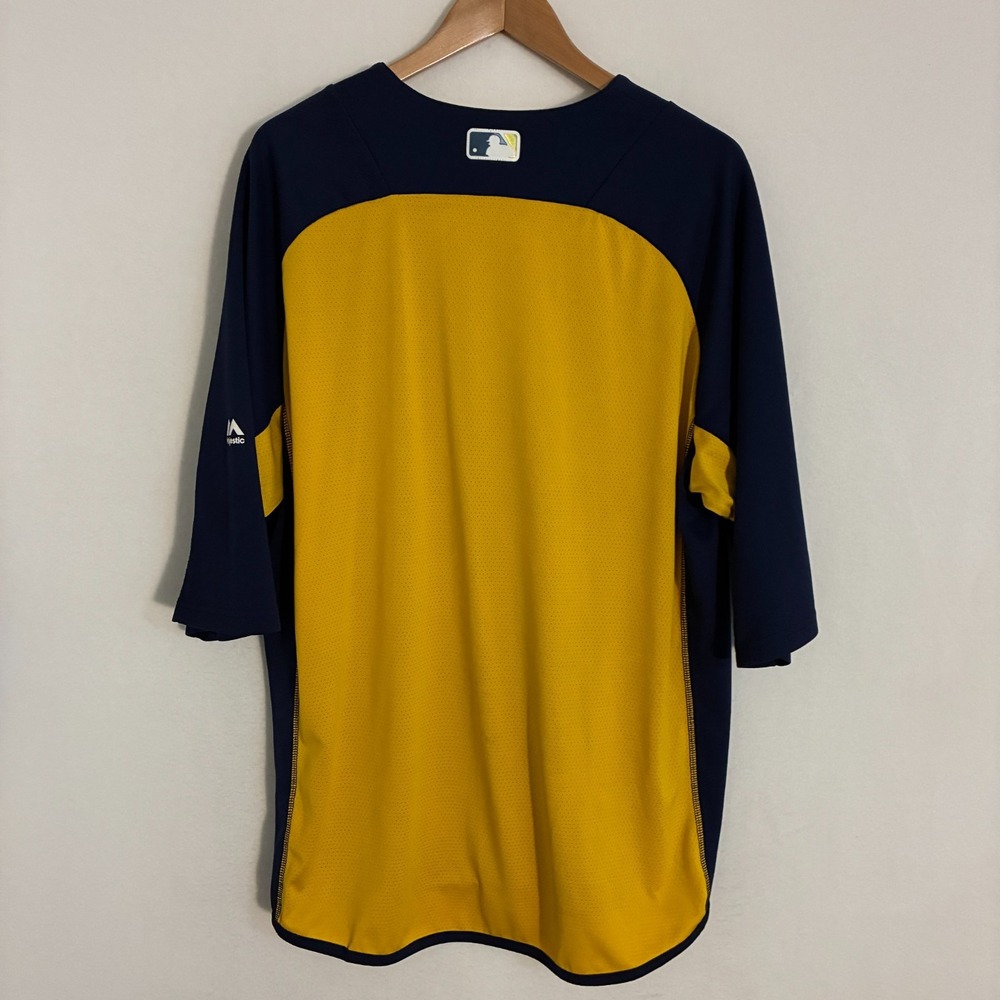 Milwaukee Brewers MLB Majestic Training Jersey Men's XL Logo Baseball Practice - Picture 5 of 9